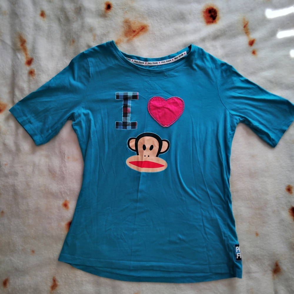 🖤3for25🖤 Vtg Y2K Paul Frank Blue Short Sleeve Sleep Tee w/ Iconic Monkey Logo